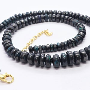 AAA Natural Chrysocolla Smooth Rondelle Shape Beads, Plain Chrysocolla Beads, 5.5-11 MM Chrysocolla Beads, 16 Inch Smooth Chrysocolla Beads