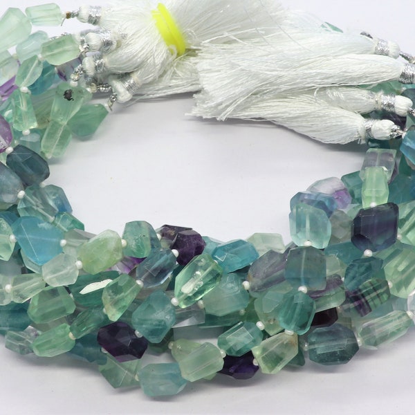 AAA Natural Fluorite Faceted Uneven Shape Nuggets, Fluorite Beads, 6-7 MM Fluorite Beads, 9 Inch Faceted Fluorite Tumble Beads Strand