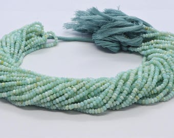 AAA Blue Peruvian Opal Faceted Rondelle Beads, 3-3.5 MM Blue Opal Gemstone Beads, 13" Faceted Peruvian Opal Rondelle Beads