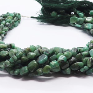 AAA Natural Emerald Smooth Nuggets Beads, 5-6 MM Emerald Tumble Beads, 13 Inch Emerald Plain Tumble Beads Wholesale