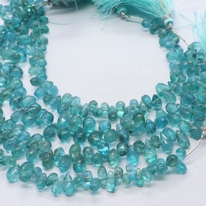 AAA Natural Sky Blue Apatite Smooth Tear Shape Briolette&#39;s, Smooth Light Blue Color Apatite Beads, 5x7 MM Sky Blue Apatite Teardrop