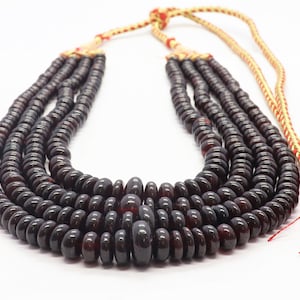 4 Strand AAA Natural Red Mozambique Garnet Smooth Rondelle Beads, 6-9 MM Smooth Garnet Beads, 11-14 Inch Mozambique Garnet Rondelle Necklace