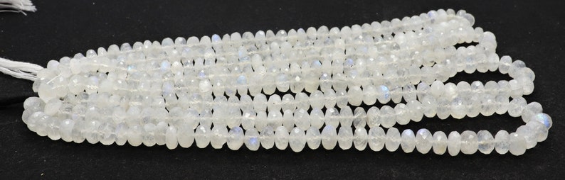 16 Inch Mooonstone Beads Strand AAA Natural White Rainbow Moonstone Faceted Roundelle Beads 7-8 MM Rainbow Moonstone Gemstone Beads