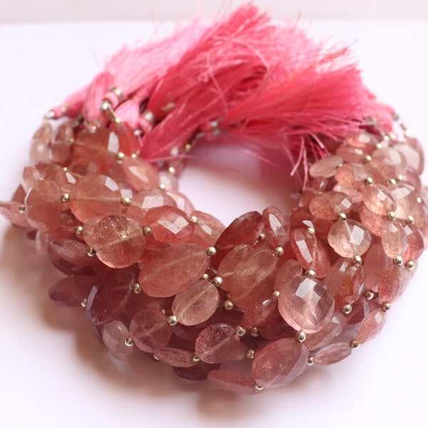 AAA Natural 8 Inch Strawberry Faceted Coin Beads, 10-11 MM  Strawberry Beads