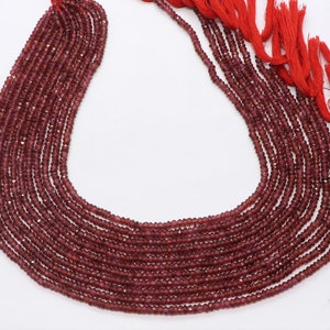 AAA Natural Red Garnet Faceted Rondelle Beads, 4 MM Udisa Garnet Beads, 13 Inch Mozambique Garnet Rondelle Beads