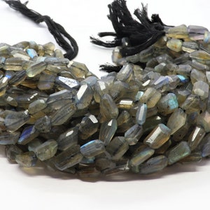 AAA Natural Labradorite Faceted Uneven Shape Nuggets Beads, 7x10 MM Labradorite Gemstone Beads, 10 Inch Tumble Beads Strand