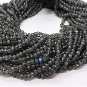 AAA Natural Labradorite Smooth Round Balls Beads, 4-5 MM Labradorite Gemstone Beads, 13 Inch Smooth Labradorite  Balls Beads