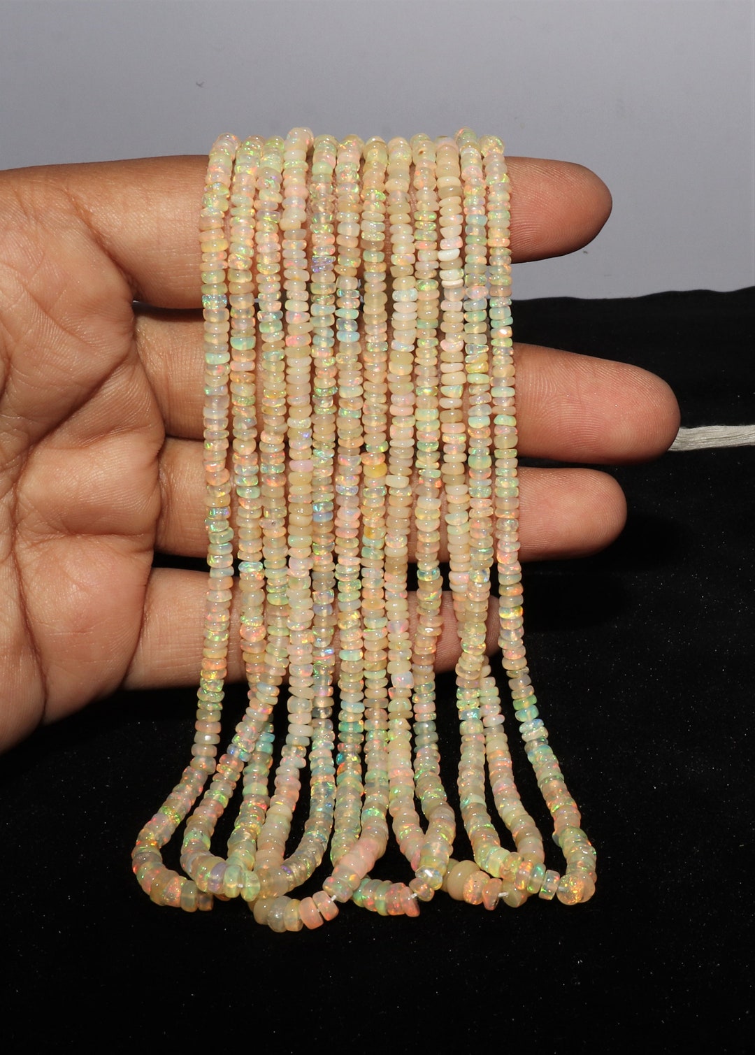 Flashy Ethiopian Opal Smooth Rondelle Beads | Welo Opal Bead | Fire ...