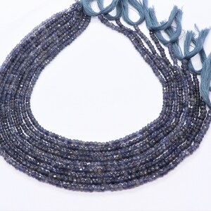 AAA Natural blue Iolite Faceted Rondelle Beads, 3.5-4 MM Shaded Iolite Gemstone Beads, 13&quot; Iolite rondelle beads, Iolite jewelry making