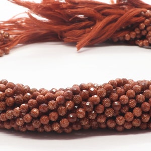 AAA Natural Red Sunstone Faceted Rondelle Beads, 3 MM Sunstone Gemstone Beads, 12.5 Inch Micro Faceted Sunstone  Beads