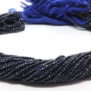 AAA Natural Blue Sapphire Micro Faceted Rondelle Beads, 2 MM Sapphire Beads, 13 Inch Blue Sapphire Faceted Rondelle Beads
