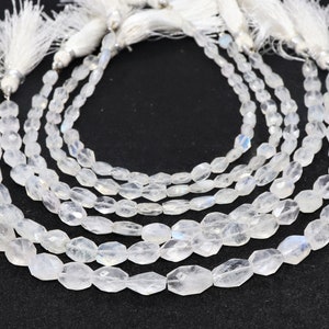AAA Natural White Rainbow Moonstone Faceted Oval Beads, 5x7-6x8 MM Rainbow Moonstone Gemstone Beads, 8 Inch Mooonstone Oval Beads Strand