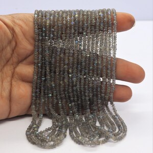 AAA Natural Blue Flashy Labradorite Smooth Rondelle Beads, 2.5-3 MM Labradorite Gemstone Beads, 16&quot; Plain Labradorite Rondelle Beads