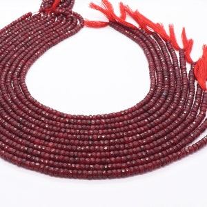 AAA Ruby Faceted Rondelle Beads, Corundum Ruby Beads, 4-4.5 MM Ruby Gemstone Beads, 13 inch Red Ruby Rondelle beads jewelry making craft