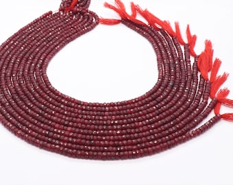 AAA Ruby Faceted Rondelle Beads, Corundum Ruby Beads, 4-4.5 MM Ruby Gemstone Beads, 13 inch Red Ruby Rondelle beads jewelry making craft