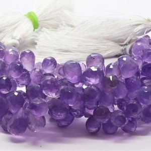 AAA Natural Pink Amethyst Faceted Teardrop Shape Beads, 5x7-6x8 MM Amethyst Gemstone Beads, 8 Inch Faceted Pink Amethyst Drop Beads Strand
