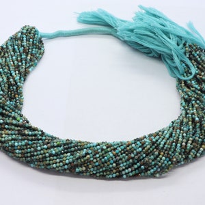 Natural Arizona Turquoise Faceted Round Beads, 2 MM Turquoise Gemstone Beads, 13 Inch Faceted Arizona Turquoise Round Beads
