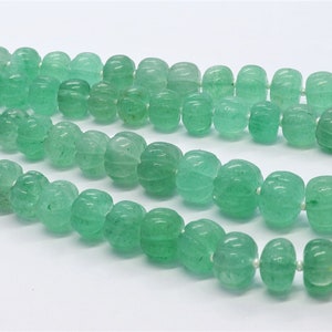 Natural Green Strawberry Carved Gemstone Beads, Strawberry Quartz Watermelon Shape Bead, Strawberry rondelle beads, Quartz beads for jewelry