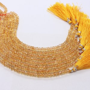 AAA Quality Natural Citrine Rondelle Faceted Beads Strand, 3-4mm, 13 Inch String - Jewelry Making Supplies - View #10