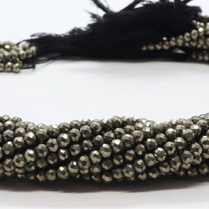 AAA Natural Golden Pyrite Faceted Rondelle Beads, 3 MM Pyrite Beads, 13 inch Wholesale Rondelle Golden Pyrite Beads