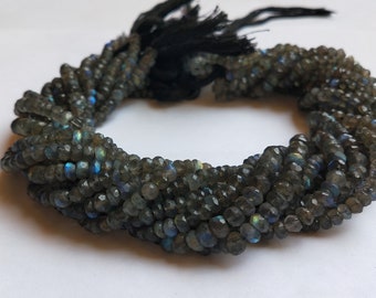 AAA Natural 13 Inch Labradorite Faceted Rondelle Beads, Labradorite Beads Faceted Labradorite, 4.5-5 MM Rondelle Beads,