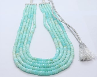AAA Blue Peruvian Opal Faceted Rondelle Necklace, 4.5-5 MM Blue Shaded Opal Gemstone Beads, 16-19" Faceted Peru Opal Rondelle Beads