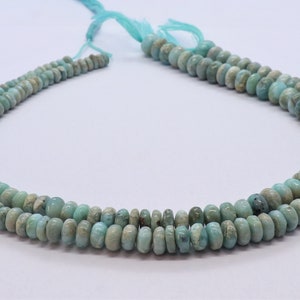 AAA Natural Larimar Smooth Rondelle Beads, 6-7 MM Plain Larimar Gemstone Beads, Larimar Beads, 14 Inch Smooth Larimar Rondelle Beads