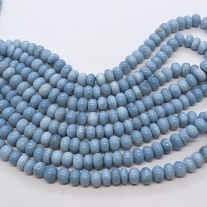 AAA Blue opal smooth rondelle Beads, Beautiful Blue opal Gemstone Beads, 9-10 MM AAA Opal Beads For Jewelry craft making, Denim Blue opal