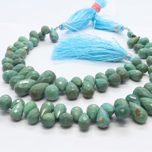 AAA Natural Arizona Turquoise Faceted Tear Shape Beads, 5x7-7x10 MM Turquoise Drop Beads, 6 Inch Faceted Arizona Turquoise Tear Beads