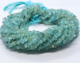 5 Strand AAA Natural Aquamarine Uncut Chips Beads, 5-6 MM Aquamarine Smooth Beads, 16 Inch Aquamarine raw Nuggets Beads