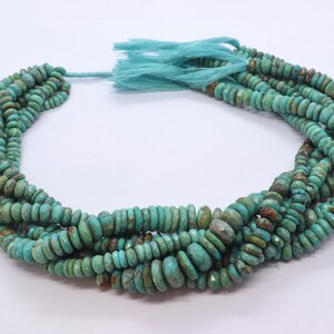 AAA Natural Arizona Turquoise Faceted Rondelle Beads, Turquoise Faceted Beads, Turquoise Rondelle Beads, 14 Inch Arizona Turquoise Beads