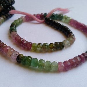AAA Natural Multi Tourmaline Faceted Rondelle Beads, 4.5-5 MM Tourmaline Beads, 13 Inch Faceted Tourmaline Beads