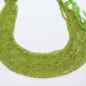 1 Strand AAA Natural Peridot Faceted Rondelle Beads, 3.5-4 MM Centre Drill Peridot Rondelle Bead, 13&quot; Faceted Peridot Beads Strand Wholesale
