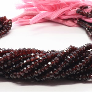 AAA Natural Mozambique Garnet Faceted Rondelle Beads, 4-4.5 MM Faceted Garnet Beads, 12.5 Inch Mozambique Rondelle Beads