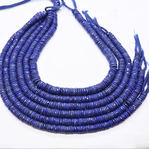 Perles en forme de rondelle à facettes en lapis-lazuli naturel AAA, perles de lapis-lazuli, perles de pneu en lapis à facettes de 14 pouces perles de pierres précieuses en gros