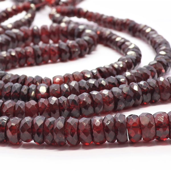 16" strand AAA Mozambique GARNET Faceted Gemstone Rondelle Beads, 5-8.5 MM Red Garnet Rondelle Beads Necklace For Jewelry Making Craft