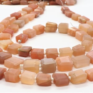 AAA Natural Peach Moonstone Faceted Uneven Shape Nuggets, 8-9 MM Peach Moonstone Beads, 10 Inch Faceted Moonstone Tumble Beads