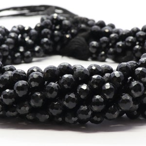 AAA Natural Black Spinal Faceted Round Balls, 6 MM Spinal Gemstone Beads, 14 Inch Faceted Black Spinal Balls Beads