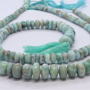 AAA Natural Larimar Smooth Rondelle Beads, 6-8 MM Plain Larimar Gemstone Beads, Larimar Beads, 14 Inch Smooth Larimar Rondelle Beads