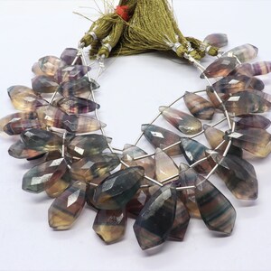 AAA Natural Fluorite Faceted Tie Shape Beads, 10x21-14x28 MM Fluorite Gemstone Beads, 8 Inch Faceted Fluorite Tie Beads Strand