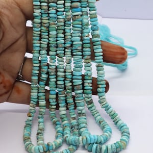 Natural Arizona Turquoise faceted Rondelle Beads, 5-5.5 MM Arizona Turquoise Gemstone Beads, 16 Inch Blue Turquoise Rondelle Beads