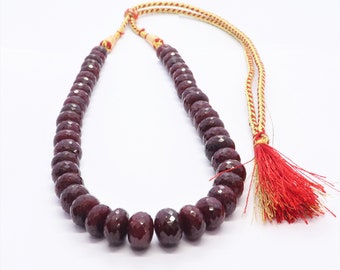 AAA Ruby Faceted Rondelle Beads, Corundum Ruby Beads,  10-14 MM Ruby Gemstone Beads, 14 inch Red Ruby Rondelle beads jewelry making craft