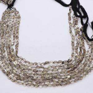 5 Strand AAA Natural Smoky Quartz Smooth Oval Shape Beads, 5x6 Plain Quartz Beads, 12 Inch Smoky Quartz Oval Beads
