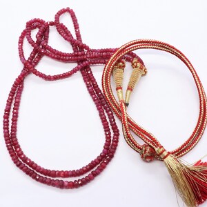 2-trådiga AAA rubinfacetterade rondellpärlor, rondellhalsband, korundrubinpärlor, 3-4 MM rubinpärlor, 17-18 tum afrikanskt rött rubinhalsband