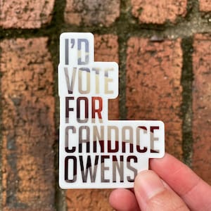 Candace Owens Sticker, Conservative Woman Sticker, Free Thinker, Republican Decal, Vote Sticker, Water Bottle Sticker