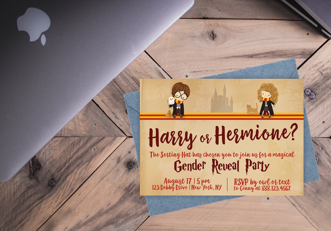 Harry Potter Gender Reveal Witch or Wizard Magical Invitation | Etsy