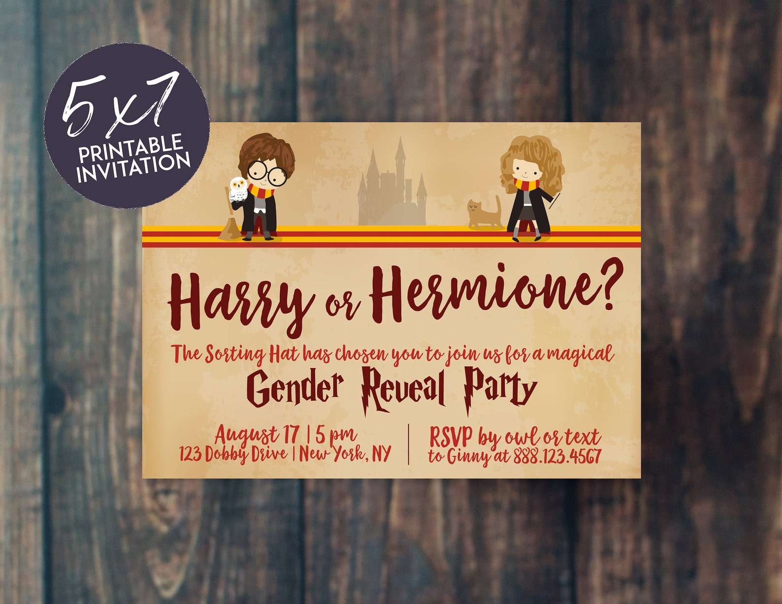 Harry Potter Gender Reveal Witch or Wizard Magical Invitation | Etsy