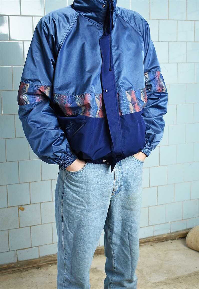 Vintage 80s multicolor bomber shell jacket windbreaker