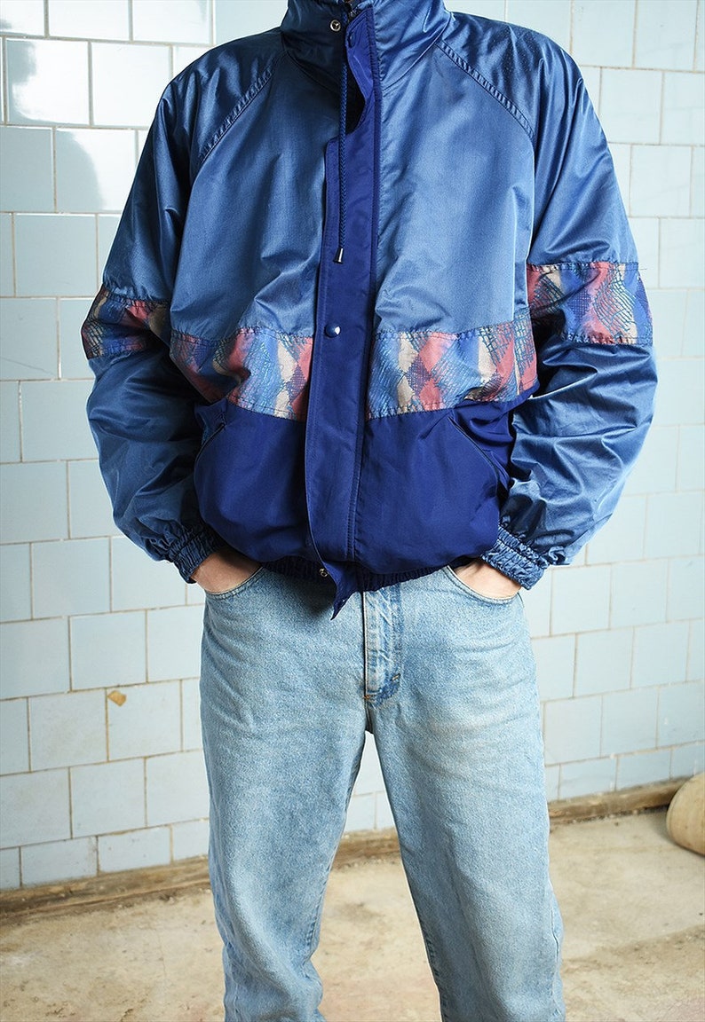 Vintage 80s multicolor bomber shell jacket windbreaker