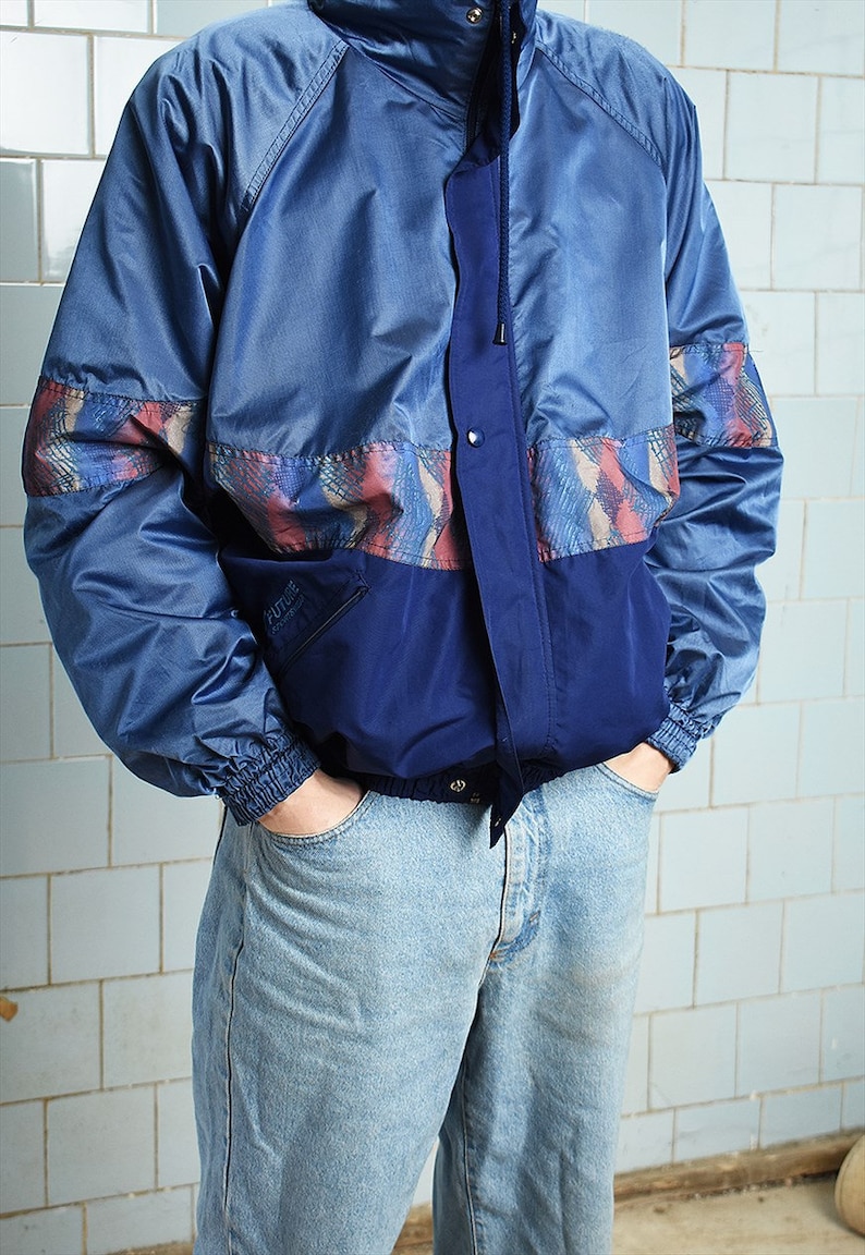 Vintage 80s multicolor bomber shell jacket windbreaker